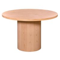 110 cm Yuvarlak Yemek Masası (4 Kişilik) Geniş Silindir - Ahşap Cilasız Ham