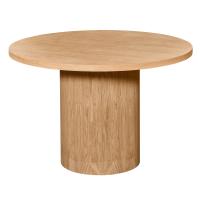 120 cm Yuvarlak Meşe Yemek Masası (4-6 Kişilik) Geniş Silindir - Ahşap Cilasız Ham