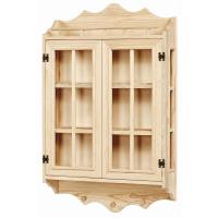 Camlı Kareli Şerbetlik Baharatlık 65 cm Ahşap Mutfak Duvar Tereği Dolabı Cilasız Ham