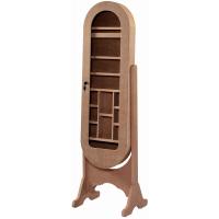 Oval MDF Aynalı Takı Mücevher Dolabı Çerçevesi Cilasız Ham