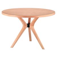 120 cm Yuvarlak Yemek Masası (4-6 Kişilik) 3'lü Poli Ayak - Ahşap Cilasız Ham