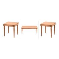 Rozet Ahşap Orta Sehpa Takımı 3 Lü Set Ham