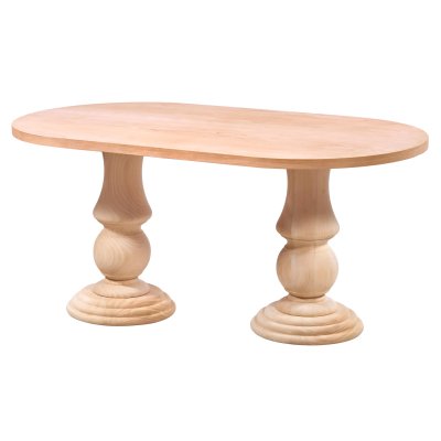 160 cm Oval Yemek Masası (4-6 Kişilik) Vazo - Ahşap Cilasız Ham
