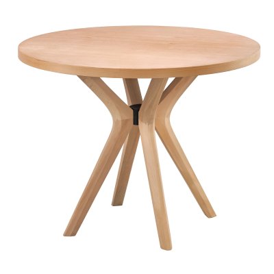 110 cm Yuvarlak Yemek Masası (4 Kişilik) 4'lü Poli Ayak - Ahşap Cilasız Ham