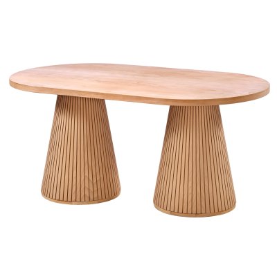 200 cm Oval Yemek Masası (8 Kişilik) Çizgili Fıçı - Ahşap Cilasız Ham