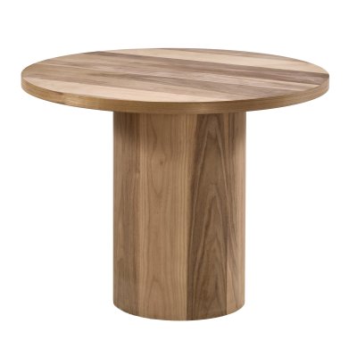 80 cm Yuvarlak Ceviz Yemek Masası (2-4 Kişilik) Dar Silindir - Ahşap Cilasız Ham