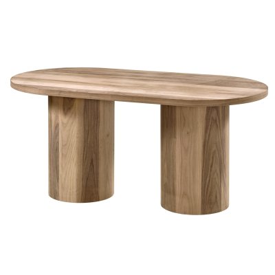 200 cm Oval Ceviz Yemek Masası (8 Kişilik) Silindir - Ahşap Cilasız Ham