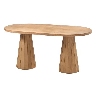 160 cm Oval Meşe Yemek Masası (4-6 Kişilik) Line - Ahşap Cilasız Ham