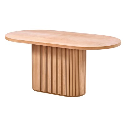 160 cm Oval Yemek Masası (4-6 Kişilik) Çizgili Ufo - Ahşap Cilasız Ham