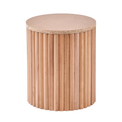 Ptt Çıtalı Yuvarlak 35 cm Ahşap Puf Modeli Cilasız Ham