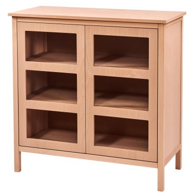 Sefa Camlı 110 cm Ahşap Mutfak Salon Büfe Dolabı Cilasız Ham