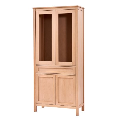 Sefa Camlı 90 cm Ahşap Mutfak Salon Vitrin Kaşıklık Dolabı Cilasız Ham