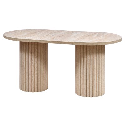 180 cm Oval Çıtalı Yemek Masası Ptt (6-8 Kişilik) MDFlam Traverten Desenli