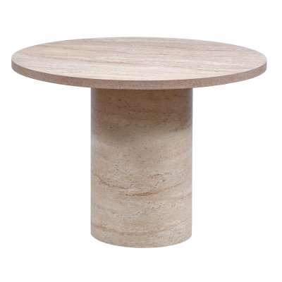120 cm Yuvarlak Yemek Masası Silindir (4-6 Kişilik) MDFlam Traverten Desenli