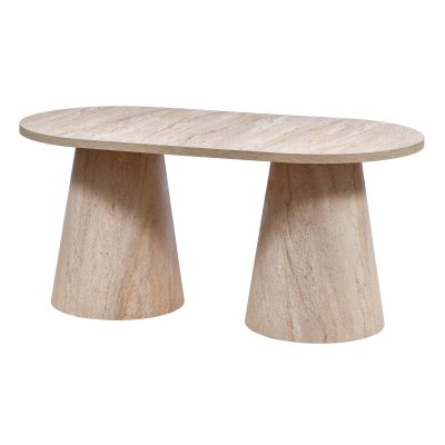 200 cm Oval Yemek Masası Fıçı (8 Kişilik) MDFlam Traverten Desenli