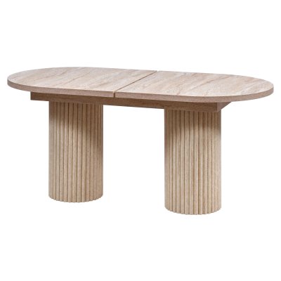 180 cm Oval Açılır Yemek Masası Çıtalı Ptt (8-10 Kişilik) MDFlam Traverten Desenli