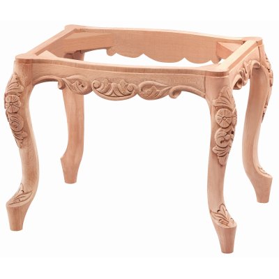 Kavisli Oymalı 55 cm Ahşap Puf Modeli Cilasız Ham