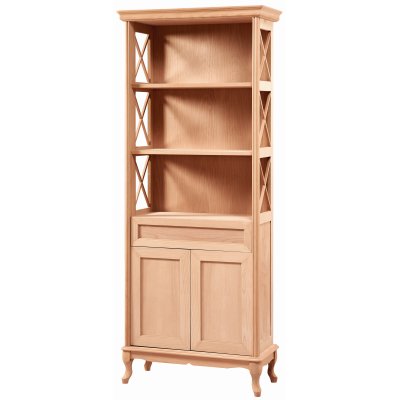Masif Çarpı 80 cm Ahşap Salon Kitaplık Dolabı Cilasız Ham