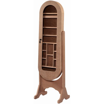 Oval MDF Aynalı Takı Mücevher Dolabı Çerçevesi Cilasız Ham