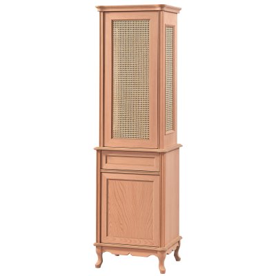 Lükens Hasırlı 55 cm Ahşap Mutfak Salon Vitrin Kaşıklık Dolabı Cilasız Ham