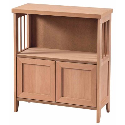 Çıtalı Kısa 75 cm Ahşap Salon Kitaplık Dolabı Cilasız Ham