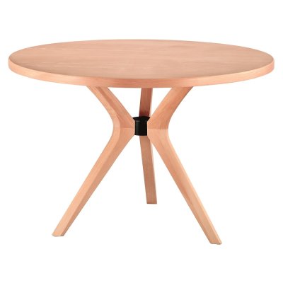 120 cm Yuvarlak Yemek Masası (4-6 Kişilik) 3'lü Poli Ayak - Ahşap Cilasız Ham