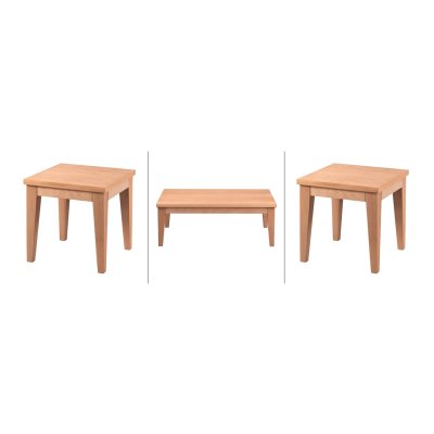 Konik Ahşap Orta Sehpa Takımı 3 Lü Set Ham 