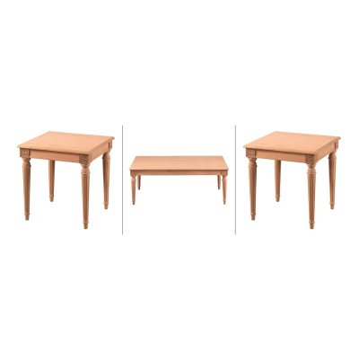 Rozet Ahşap Orta Sehpa Takımı 3 Lü Set Ham 