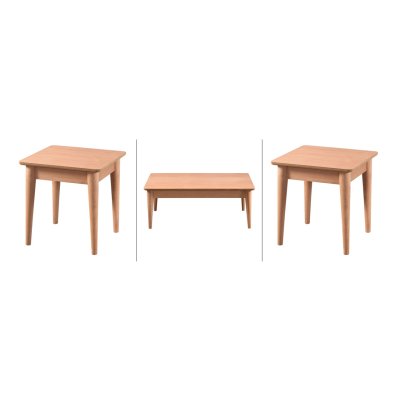 Kasalı Retro Ahşap Orta Sehpa Takımı 3 Lü Set Ham 
