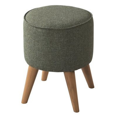 Retro Naturel Dekoratif Ahşap Ayaklı Yuvarlak Puf Koltuk