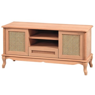 Lükens Hasırlı 120 cm Ahşap Salon TV Ünitesi Cilasız Ham